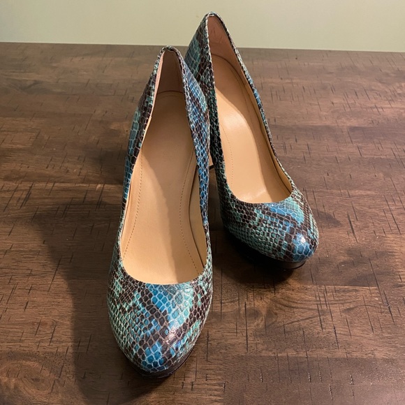 Calvin Klein Shoes - Calvin Klein Kendall Pumps Teal/Black Snakeskin Sz 7